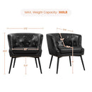 Yaheetech Modern Accent Chair, Faux Leather Retro Armchair, Upholstered Barrel Chair with Metal Leg and Comfy Seat Cushion for Living Room Bedroom, Black