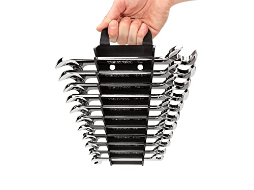 TEKTON Angle Head Open End Wrench Set with Holder, 11-Piece (3/8-1 in.) | WAE91102