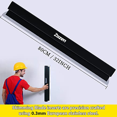 Zozen Drywall Skimming Blade 32in/80cm, All Body made of Aluminum Alloy, Blade made of European Stainless Steel, Smoothing Knife/Wipe Down Knife/Drywall Knife, Acting on Gyprock/WallBoard/Plasterboard