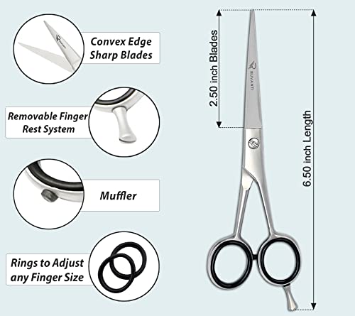 (Cutting) - Professional Hair Cutting Scissors - Sharp Blades Hair Shears/Barber Scissors/Moustache Scissors - J2 Stainless Steel Hair Scissors - 17cm - Haircut/Hairdresser Scissors for Kids, Men and Women.