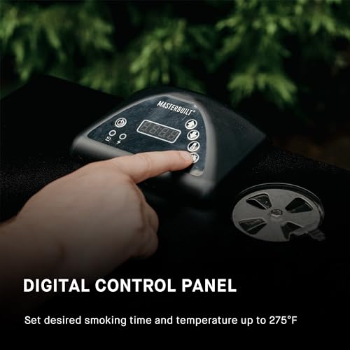 Masterbuilt® Digital Electric Vertical BBQ Smoker with 710 Cooking Square Inches, Digital Control Board, Side Woodchip Loader, 30 Inch, Black, Model MB20071117
