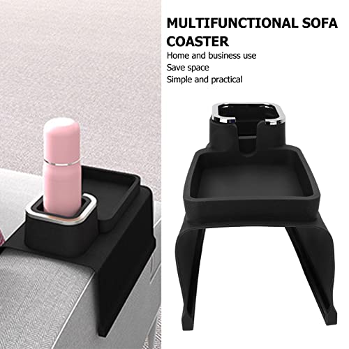 Couch Cup Holder Tray, Multifunction Silicone Sofa Arm Cup Holder, Ideal Replacement for Coffee Table, can Store Mobile Phone, Remote Control(Black)