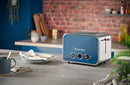 Russell Hobbs Distinctions 2 Slice Toaster, RHT262OCB, Polished Stainless Steel Design, Illuminated Countdown, Variable Browning Control, Longer Slots, Ocean Blue,Silver