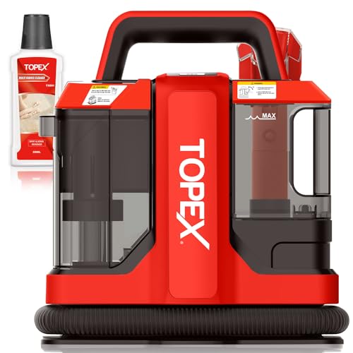 TOPEX Carpet and Upholstery Spot Cleaner, Multi-Purpose Portable Carpet Cleaner, Professional Stain Remover Spot Washer for Carpets, Upholstery, Car Seats, Pets, Stairs and Couch, Lightweight, Red