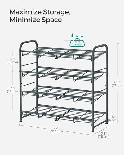 Songmics LMR067G01 4-Tier Shoe Rack, Gray