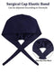 5 Pieces Working Cap with Buttons Unisex Sweatband Adjustable Tie Back Bouffant Hat (Navy Blue)