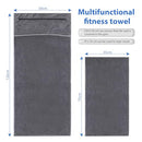 DAWNTREES 120x50cm Microfiber Gym Towels Fitness Towel Sports Multifuction Sport Workout Towel with Zipper Absorbent Travel Towel Quick Dry Beach Towel for Men and Women (1, Grey)