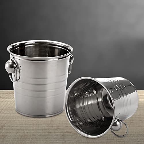 ZENFUN 2 Pack 3 Quart Ice Bucket with Handles, Ice Bucket with Lid, Galvanized Metal Beverage Tub with Handles, Drink and Wine Chiller for Bar, Party, BBQ, Great for Indoor and Outdoor Use