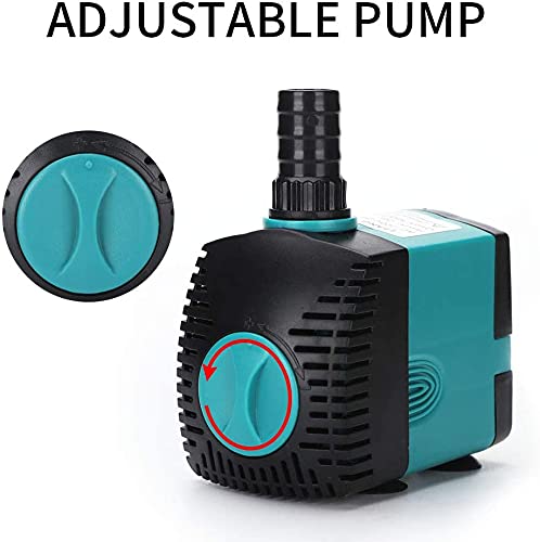 MRMAI Water Pump Submersible Fountain (600L/H, 10W) with 2 Nozzles 3.93ft High Lift submersible Pump Multifunctional for Aquarium Fish Tank Pond Hydroponics Pool Garden (10W)