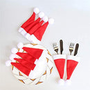 10 Pcs Christmas Santa Hats Silverware Holders Wine Bottle Cover, MH MOIHSING Christmas Cutlery Holders for Xmas Party Dinner Table Dinnerware Decorations and Flatware Organizers Decor Supplies