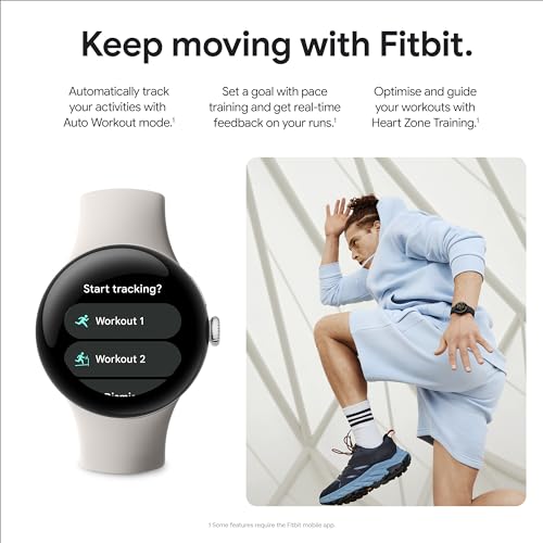 Google Pixel Watch 2 with The Best of Fitbit Heart Rate Tracking, Stress Management, Safety Features – Android smartwatch – Matte Black Aluminium Case – Obsidian Active Band – Wi-Fi