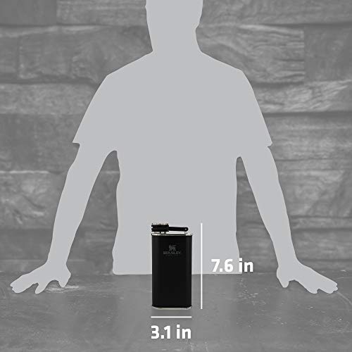 Stanley STA0837123 Classic Flask 8oz with Never-Lose Cap, Wide Mouth Stainless Steel Hip Flask for Easy Filling & Pouring, Insulated BPA-Free Leak-Proof Flask Matte Black