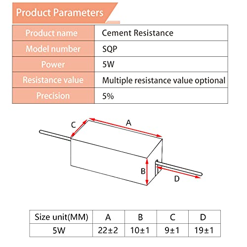 10PCS 5W Ceramic Cement Resistor 5%,47K