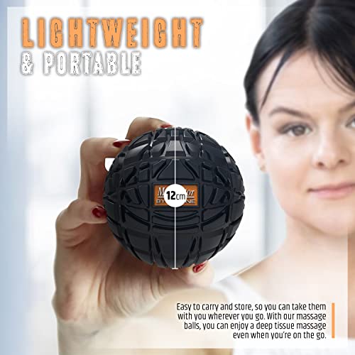 Deep Tissue Massage Ball - Portable and Durable Mobility Ball for Exercise and Recovery- Includes Carry Bag -Perfect for Trigger Point Therapy and Myofascial Release-12 cms Dia (Black)