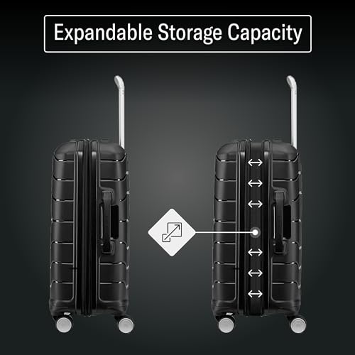 Samsonite Freeform Hardside Expandable with Double Spinner Wheels, Checked-Medium 24-Inch, Black, Black, Checked-Medium 24-Inch, Freeform Hardside Expandable with Double Spinner Wheels