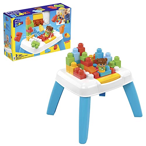 MEGA BLOKS Build 'n Tumble Table toy playset with 2 tumble features, 23 big blocks and 1 Block Buddies figure, ages 1 and up