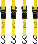 STANLEY S9500 Black/Yellow 1" x 10' Ratchet Straps - Light Cargo Hauling (900 lb Break Strength), 4 Pack