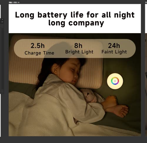 Night Light Yamdrok, Portable LED Table Lamp with Touch Sensor,3 Ways Dimmable Baby Night Lights, Night Lamp with Hanging Ring, Long Battery Life, RGB Lights, for Nursery, Camping, and Bedroom