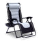 SereneLife Foldable Outdoor Zero Gravity Padded Lawn Chair, Adjustable Steel Mesh Recliners, w/Removable Pillows and Cup Holder Side Tables, Gray and Black