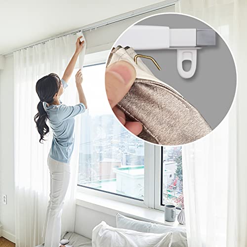 YXHOMME Ceiling Curtain Track, Telescopic Ceiling Mount Curtain Track System Adjustable Room Divider Track Set (2.8ft-5ft)