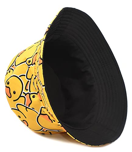 Malaxlx Rubber Duck Print Bucket Hat Beach Sun Hat Summer Travel Fishing Hat for Women Men