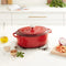 Lodge 7 Quart Enameled Cast Iron Dutch Oven with Lid – Dual Handles – Oven Safe up to 500° F or on Stovetop - Use to Marinate, Cook, Bake, Refrigerate and Serve – Red