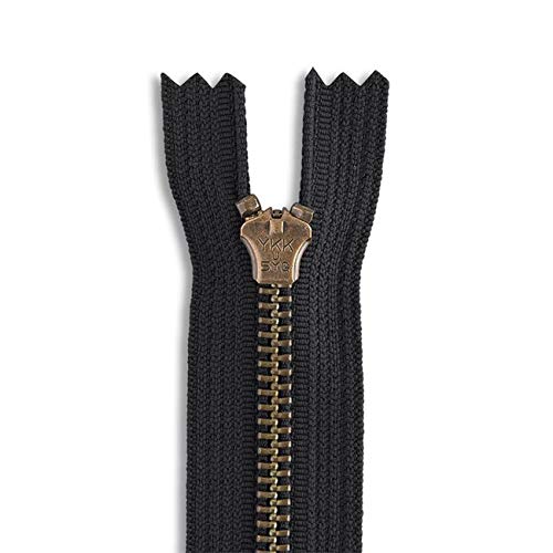 5 inch Metal Zipper Black 5” Antique Brass Metal Heavy Duty Zippers Non Separating Sewing Zipper Craft Zippers Closed End Metal Zip