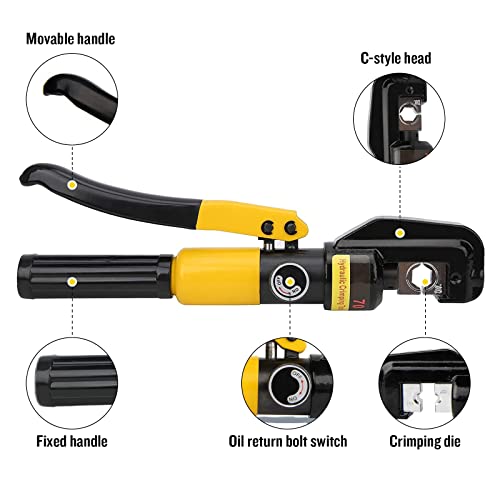 8T Hydraulic Crimping Tools YQK-70 Hydraulic Compression Plier Hydraulic Hand Crimper Tool Set with 9 Pairs of Dies Range 4-70mm²