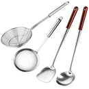 Durable 304 Stainless Steel Canning Ladle Oil Soup Spoon,Fat Skimmer Spoon Hot Pot Fine Mesh Food Strainer Spider Strainer (4PCS)