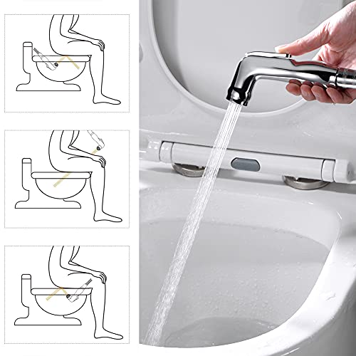 GRIFEMA COMPLENTO-G154 Toilet Shower Set with Stopcock, 1.5 m Shower Hose/Shower Set for Intimate Care (G1/2 Inch, Hot and Cold Water), Chrome Plated, Silver