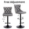 2X Height Adjustable Swivel Bar Stool Velvet Nailhead Barstool with Footrest (Gray)