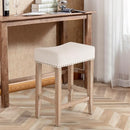 Furniliving Bar Stools Set of 2,25.7 inch Counter Height Bar Stools,Upholstered Kitchen Barstools with Solid Wooden Legs, Saddle Stools for Kitchen Island, Bar, Cafe, Beige