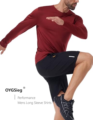 Men's Quick Dry Long Sleeve Shirts Moisture Wicking UPF 50+ Sun Protection UV Performance SPF T-Shirt for Fishing, Black/Green/Blue/Light Grey/Red/Dark Grey(6 Pack), Medium