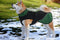 Dog Soft Shell Fleece Jacket,Windproof and Slightly Waterproof Snowsuit for Outdoor.Keep Warm Small &Medium &Large Dogs, Outer material: green & black Inner black, Small/30-40CM Back Length