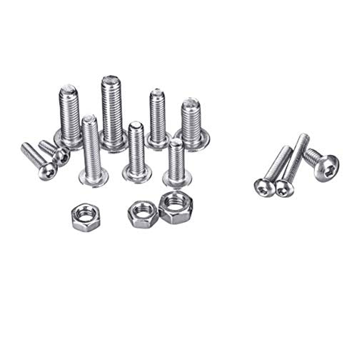 Box 500Pcs NUZAMAS M3 M4 M5 304 Stainless Steel Machine Screws and Nuts Kit, Button Head, Hex Socket Bolts Fasteners Assortment Set, Keys