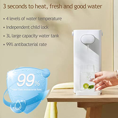 XiaoMi Instant Water Heating Station, 3 Secs Instant Hot Water Dispenser for Quick Heating & Outputting, 4 Temperatures, 3L Water Tank Capacity, High Temp Safety Lock, Zero Installation (White)
