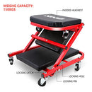 ‎DNA MOTORING TOOLS-00184 36 Inches 2 IN 1 Rolling Folding Car Creeper/Seat, 6 Pcs 2" Casters, 150kg Weight Capacity, Red