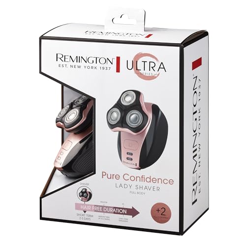 Remington Ultimate Series Pure Confidence Lady Shaver, WR1000AU, 360 Degree Pivoting Head, Ergonomic Design, Cordless Rechargeable Shaver, 100% Waterproof, Pink