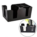 Plastic Bar Caddy, Black Classic Bar Organiser, Bar Condiment Caddy, Table Tidy Storage for Napkin, Straw, Cocktail Stirrers