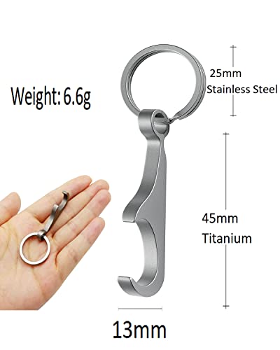 1pcs Bottle Opener Keychain,Titanium Keychain Beer Bottle Opener with Key Rings,Suitable for All Glass Bottle Caps (B)