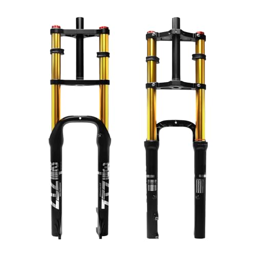 ZTZ 20/26 inch 4.0 Fat Tire Bike Air Suspension Fork - 180mm Travel, 135mm Hub Spacing, QR 9mm, Double Crown Shock Absorber Fork for MTB Fat Snow Beach E-Bike