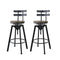 Levede Bar Stool Industrial Adjustable Swivel Stools Backrest Wood Kitchen Counter Chairs for Home Bar, Dining Room, Cafe, 150kg Capacity (Set of 1, Brown)