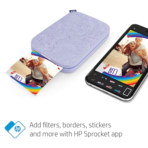 HP Sprocket Portable 2x3" Instant Photo Printer (Lilac) Print Pictures on Zink Sticky-Backed Paper from Your iOS & Android Device.