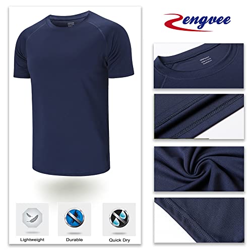 ZENGVEE 5 Pack Men's Workout Running Shirts Athletic Gym Tops Quick-Dry Moisture Wicking Breathable Sport Tee Crew Neck Short Sleeve T-Shirts for Outdoor Sportswear(510-Black White Green Navy Red-L)
