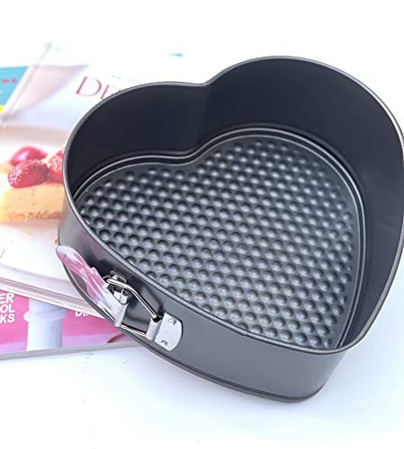 Zojoca Living Love Heart Springform Cake Tin 21.5cm x 20.5cm x 8cm Carbon Steel Non Stick, Grey - Ideal for Cheesecakes, Cakes or Jelly Cakes Too!