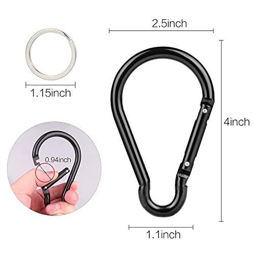 10PCS 4"/10cm Large Carabiner Clip,Strong Unlocking Caribeaner Keychain Pack for Backpack Hook, Light Duty Paracord Umbrella e Parachute para Cord AccessoriesRop