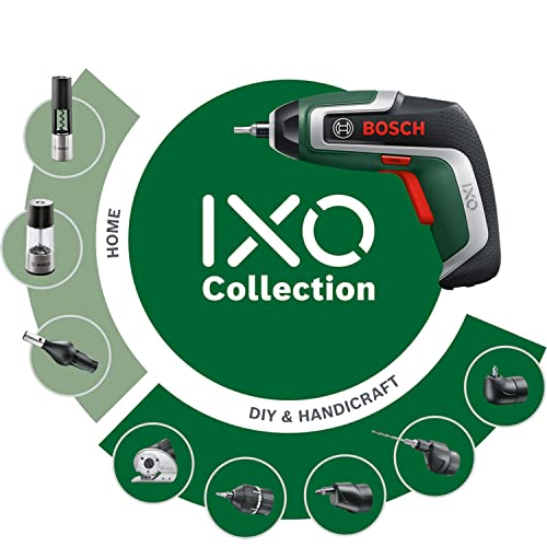 Bosch 3.6V Cordless Electric Screwdriver Gun with 10 Screwdriver Bits, Drill Bit Adapter & Case (IXO 7)