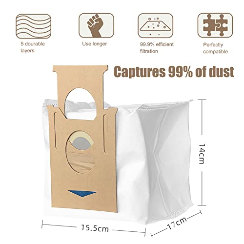 10 x Dust Bags Compatible with ECOVACS Deebot Ozmo T8, T8 Aivi, T8+ T8 AIVI+, T8MAX, N8 Pro Plus/N8 Pro, N8+ Plus, N8 Pro+, T9 AIVI T9 PRO T9 MAX DX93, DDX96,