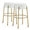 Dolonm 30 Inch Round Bar Stools Set of 2, Teddy Fabric Upholstered, Bouclé and Sherpa Chairs, Backless Kitchen Island Stools, Metal Frame Bar Chairs, Beige with Gold Legs (Set of 2)