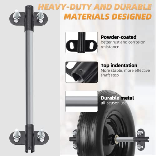 (1 Set) Heavy-Duty Wheelbarrow Axle Bracket Set - 10” x 0.63” Wheelbarrow Axle Shaft and 2.1” x 3.3” Brackets - Compatible with 5/8” Wheelbarrow Axles - Includes Bolts and Nuts